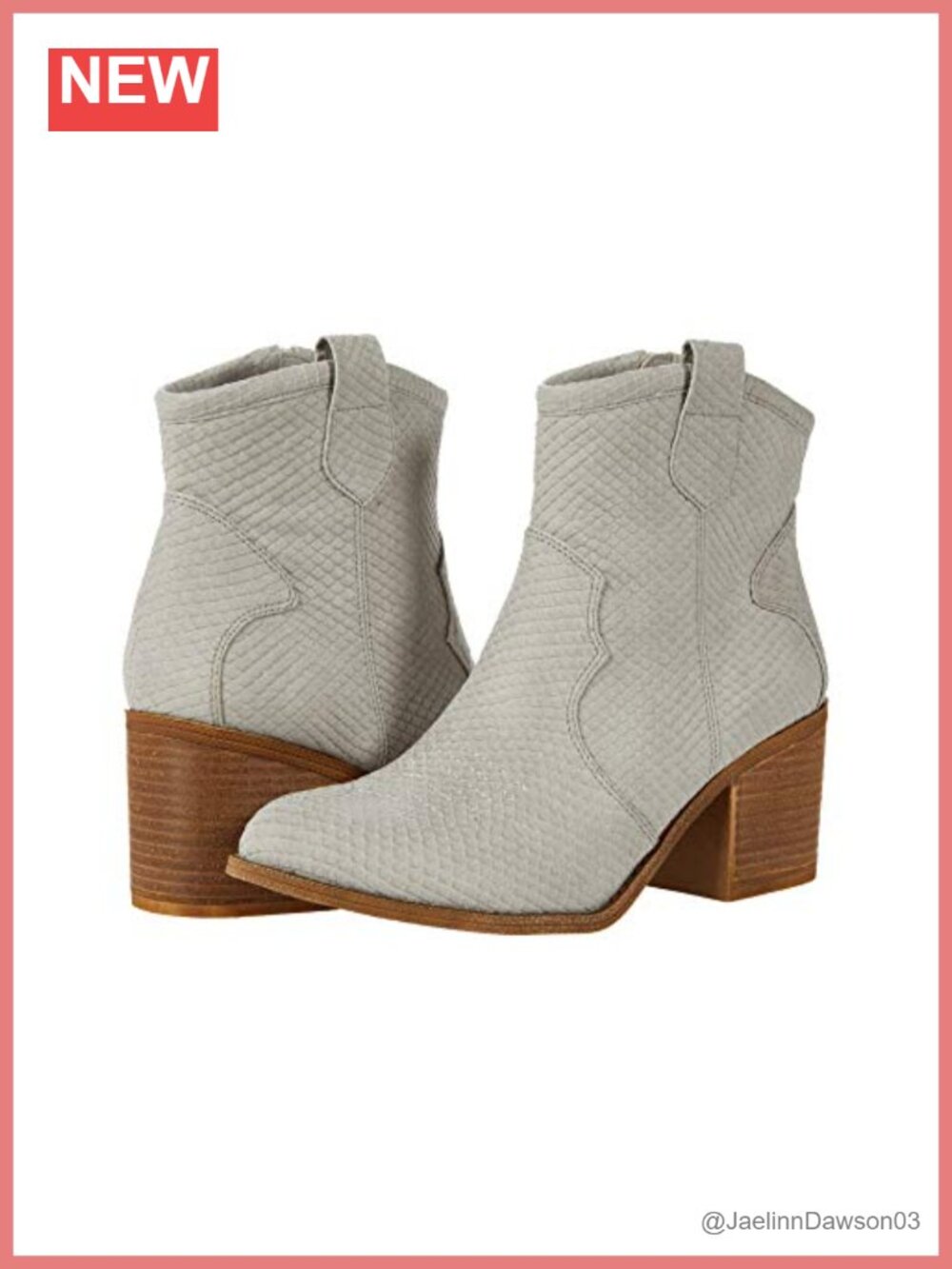 Western Ankle Bootie with Block Heel and Zip Closure